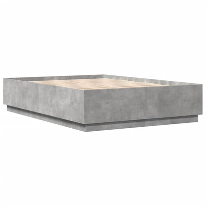 Bed Frame With Led Lights Concrete Grey 150X200 Cm King Size Engineered Wood