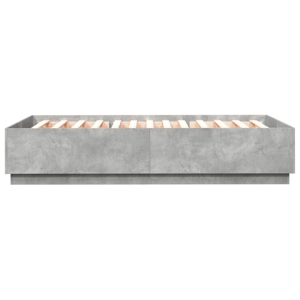 Bed Frame With Led Lights Concrete Grey 150X200 Cm King Size Engineered Wood