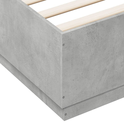 Bed Frame With Led Lights Concrete Grey 150X200 Cm King Size Engineered Wood