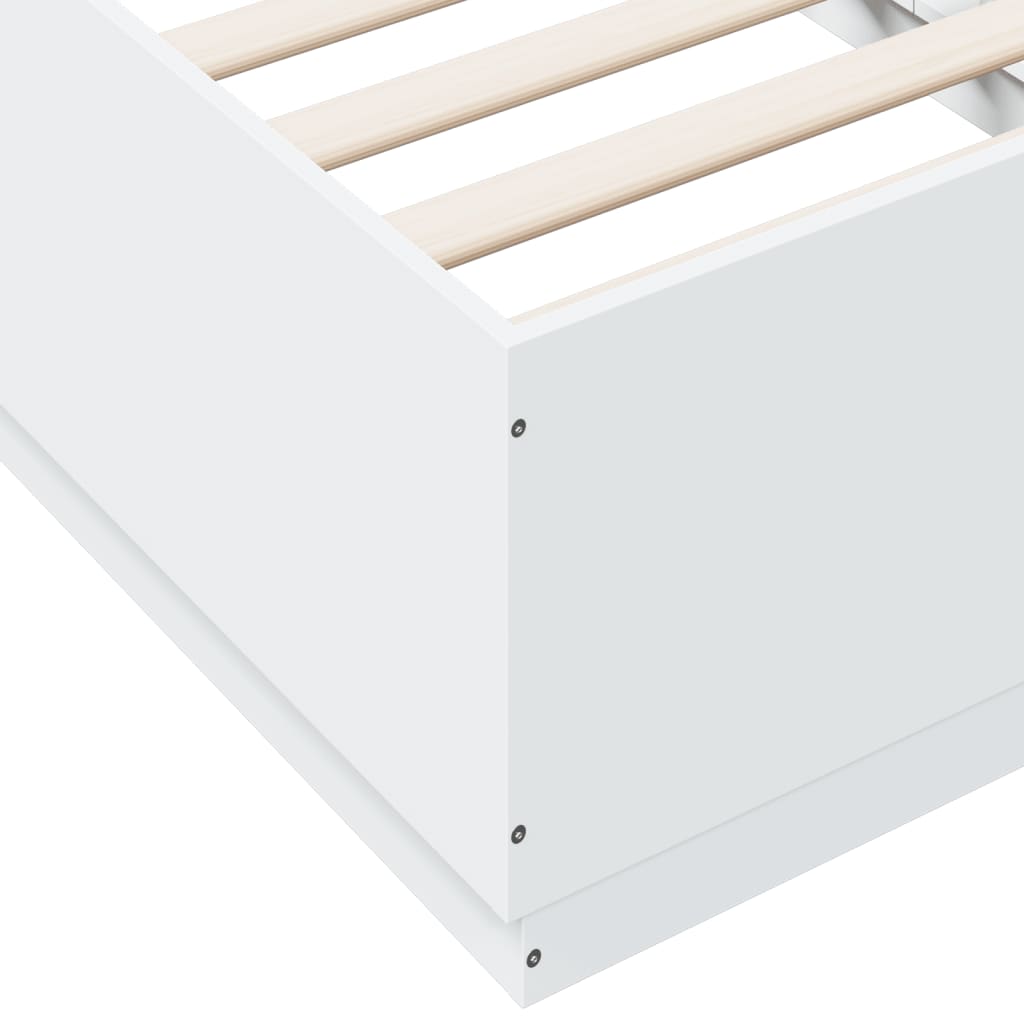 Bed Frame With Led Lights White 90X190 Cm Single Engineered Wood