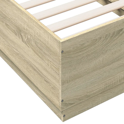 Bed Frame With Led Lights Sonoma Oak 90X190 Cm Single Engineered Wood