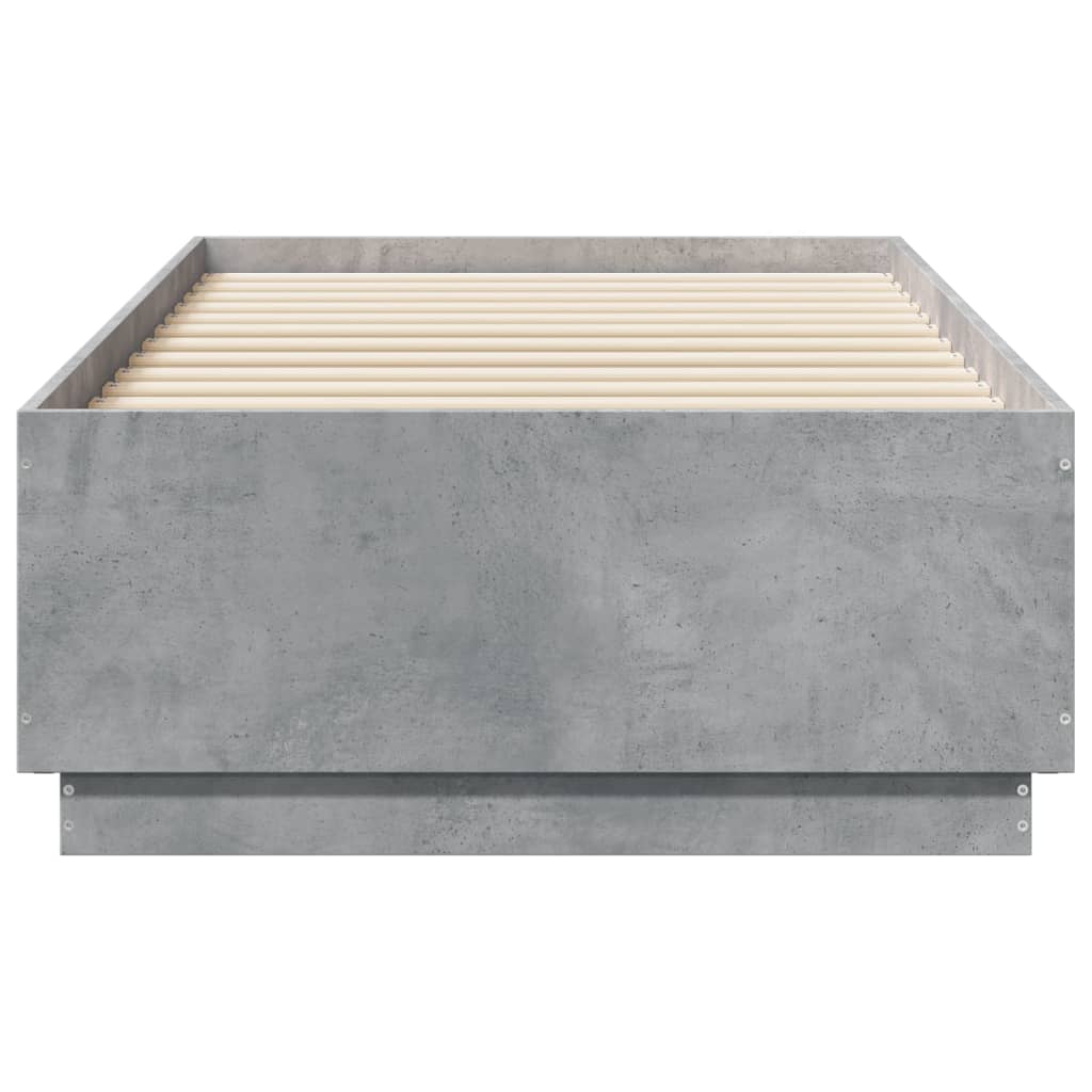 Bed Frame With Led Lights Concrete Grey 90X190 Cm Single Engineered Wood