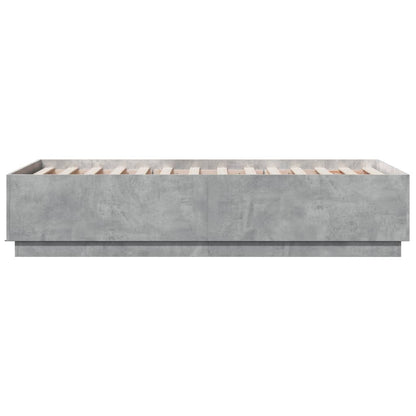 Bed Frame With Led Lights Concrete Grey 90X190 Cm Single Engineered Wood