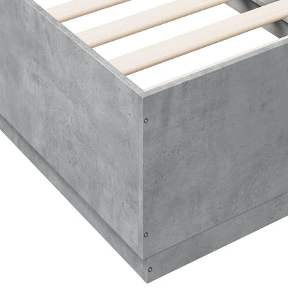 Bed Frame With Led Lights Concrete Grey 90X190 Cm Single Engineered Wood