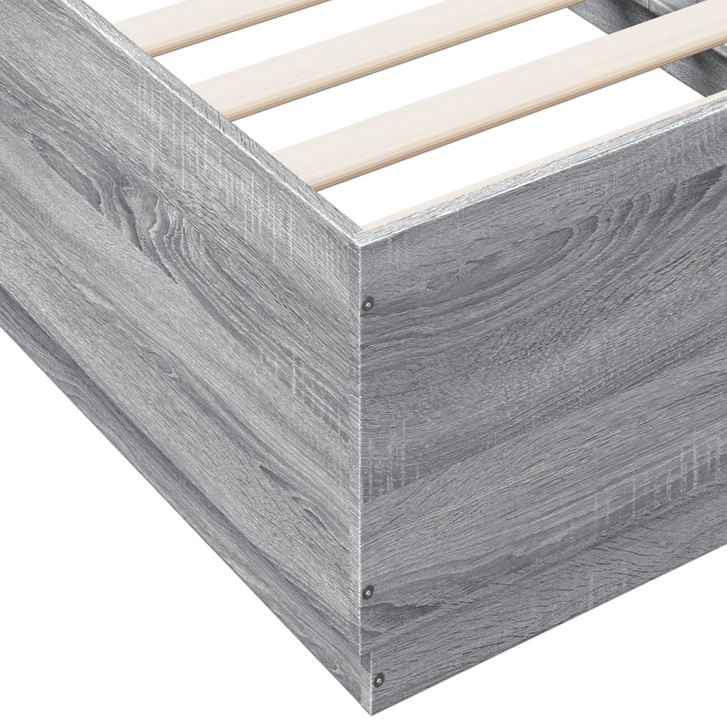 Bed Frame With Led Lights Grey Sonoma 90X190 Cm Single Engineered Wood