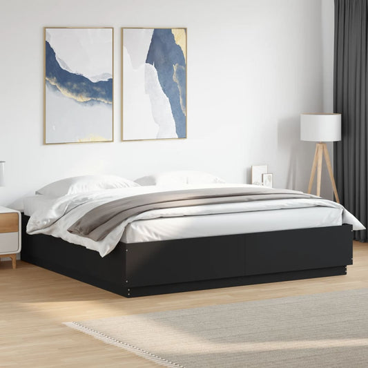 Bed Frame Black 200X200 Cm Engineered Wood