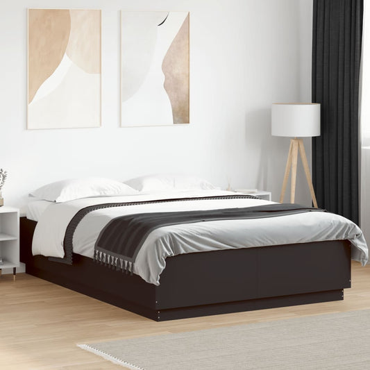 Bed Frame Black 150X200 Cm King Size Engineered Wood