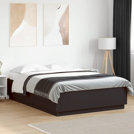 Bed Frame Black 140X200 Cm Engineered Wood