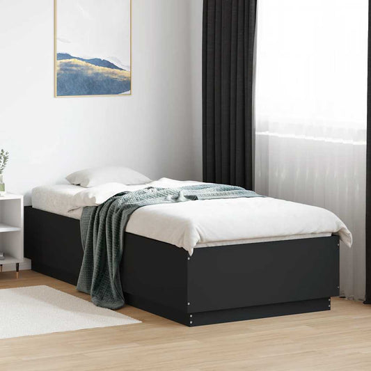 Bed Frame Black 100X200 Cm Engineered Wood