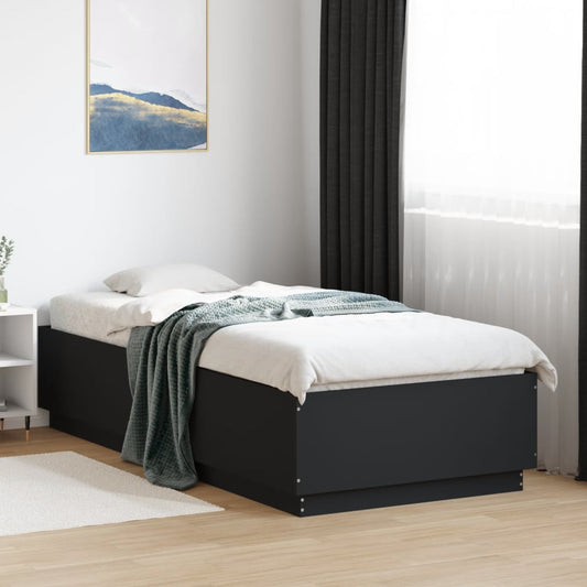 Bed Frame Black 90X200 Cm Engineered Wood