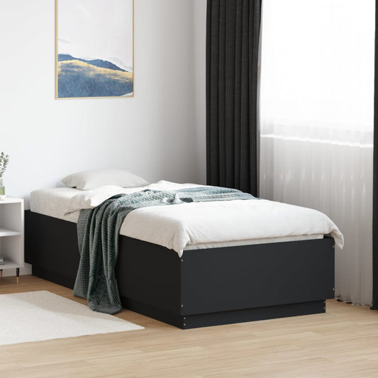 Bed Frame Black 75X190 Cm Small Single Engineered Wood