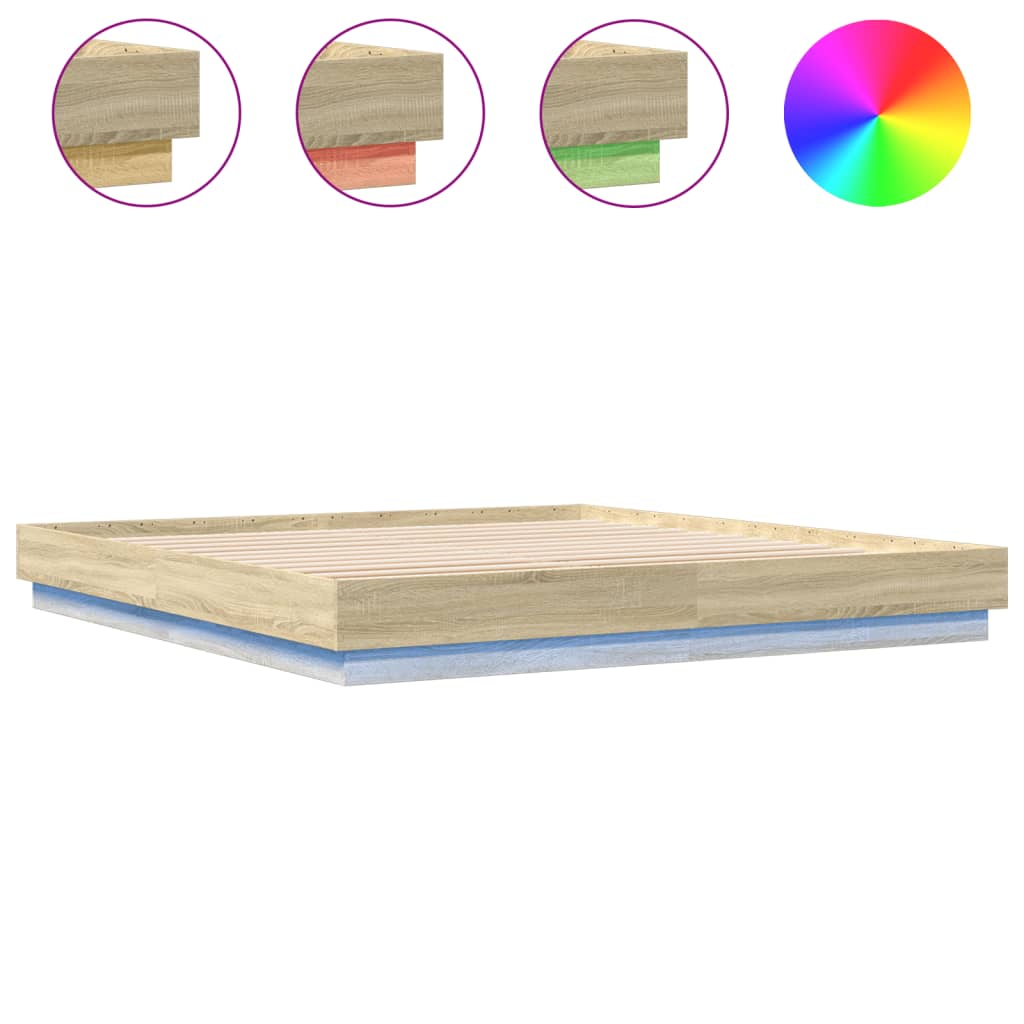 Bed Frame With Led Lights Sonoma Oak 180X200 Cm Super King