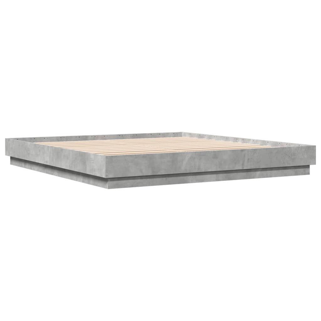 Bed Frame With Led Lights Concrete Grey 180X200 Cm Super King