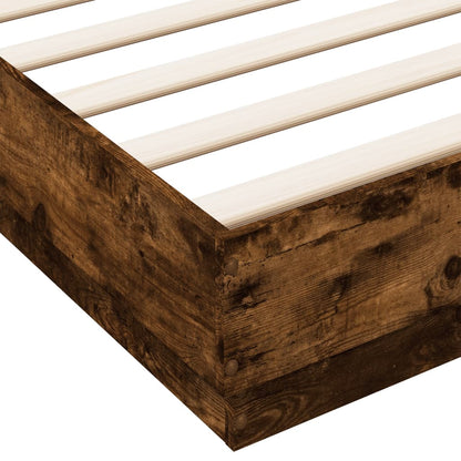 Bed Frame With Led Lights Smoked Oak 180X200 Cm Super King