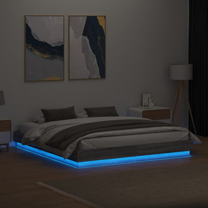 Bed Frame With Led Lights Grey Sonoma 180X200 Cm Super King