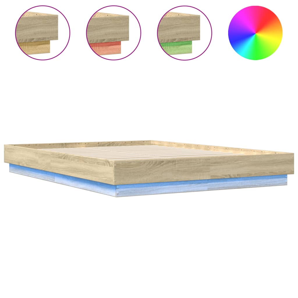 Bed Frame With Led Lights Sonoma Oak 150X200 Cm King Size