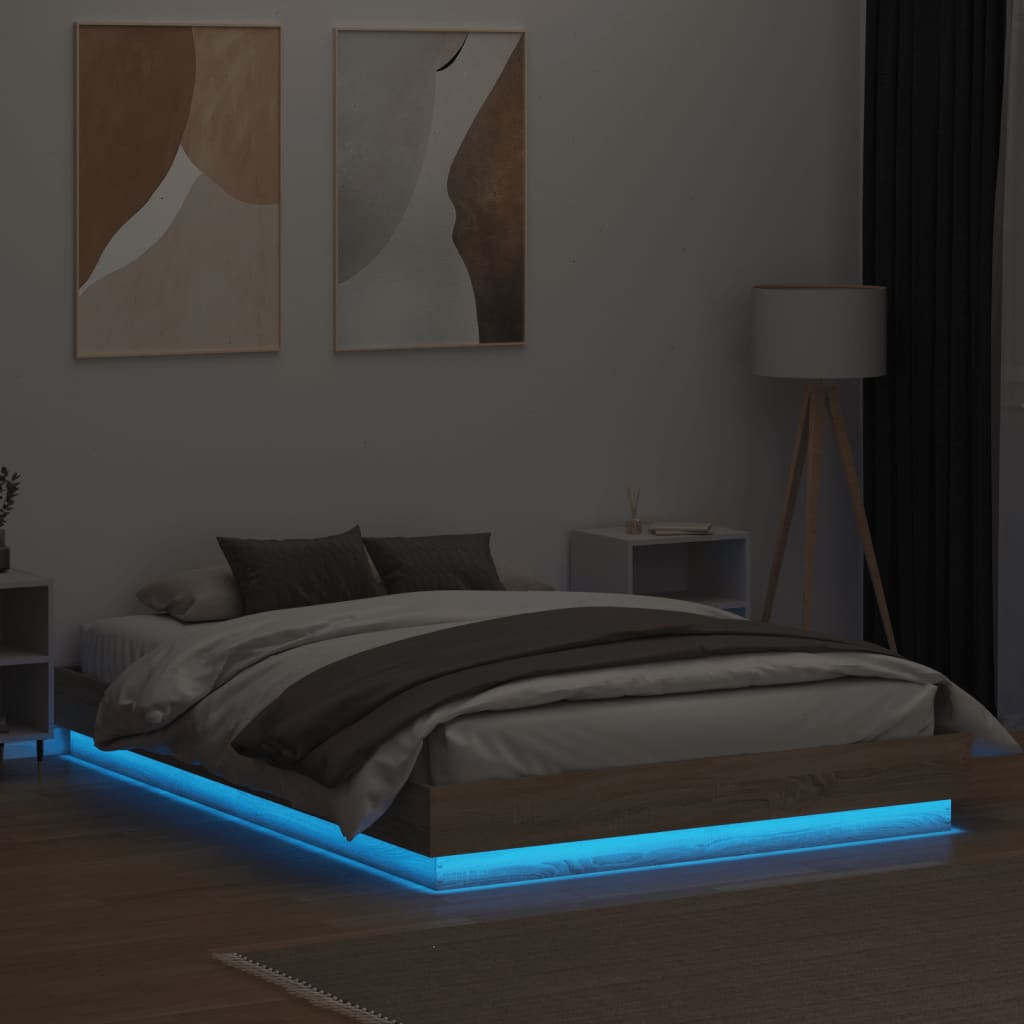 Bed Frame With Led Lights Sonoma Oak 150X200 Cm King Size