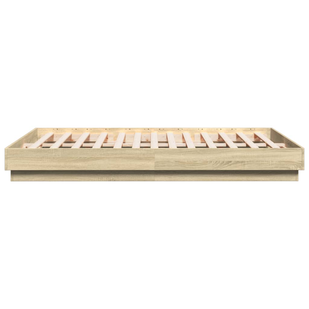 Bed Frame With Led Lights Sonoma Oak 150X200 Cm King Size