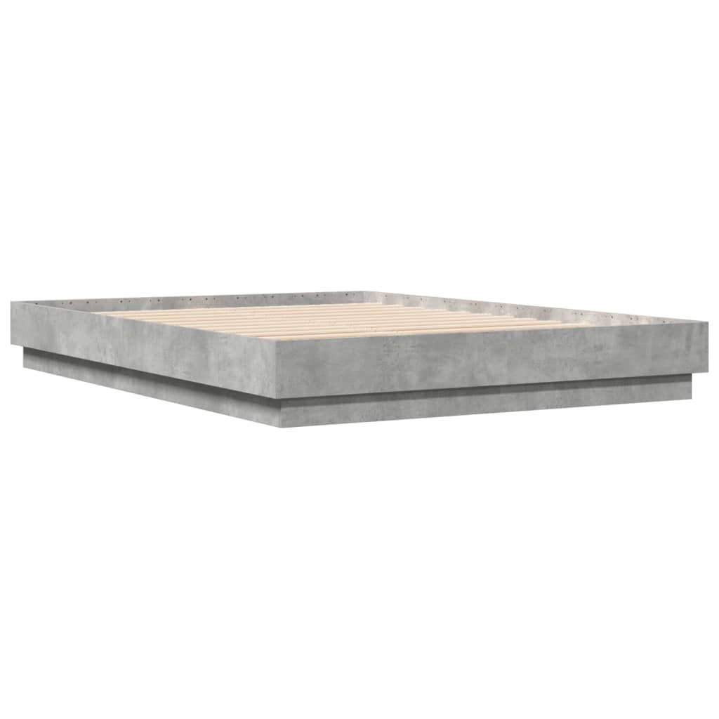 Bed Frame With Led Lights Concrete Grey 150X200 Cm King Size