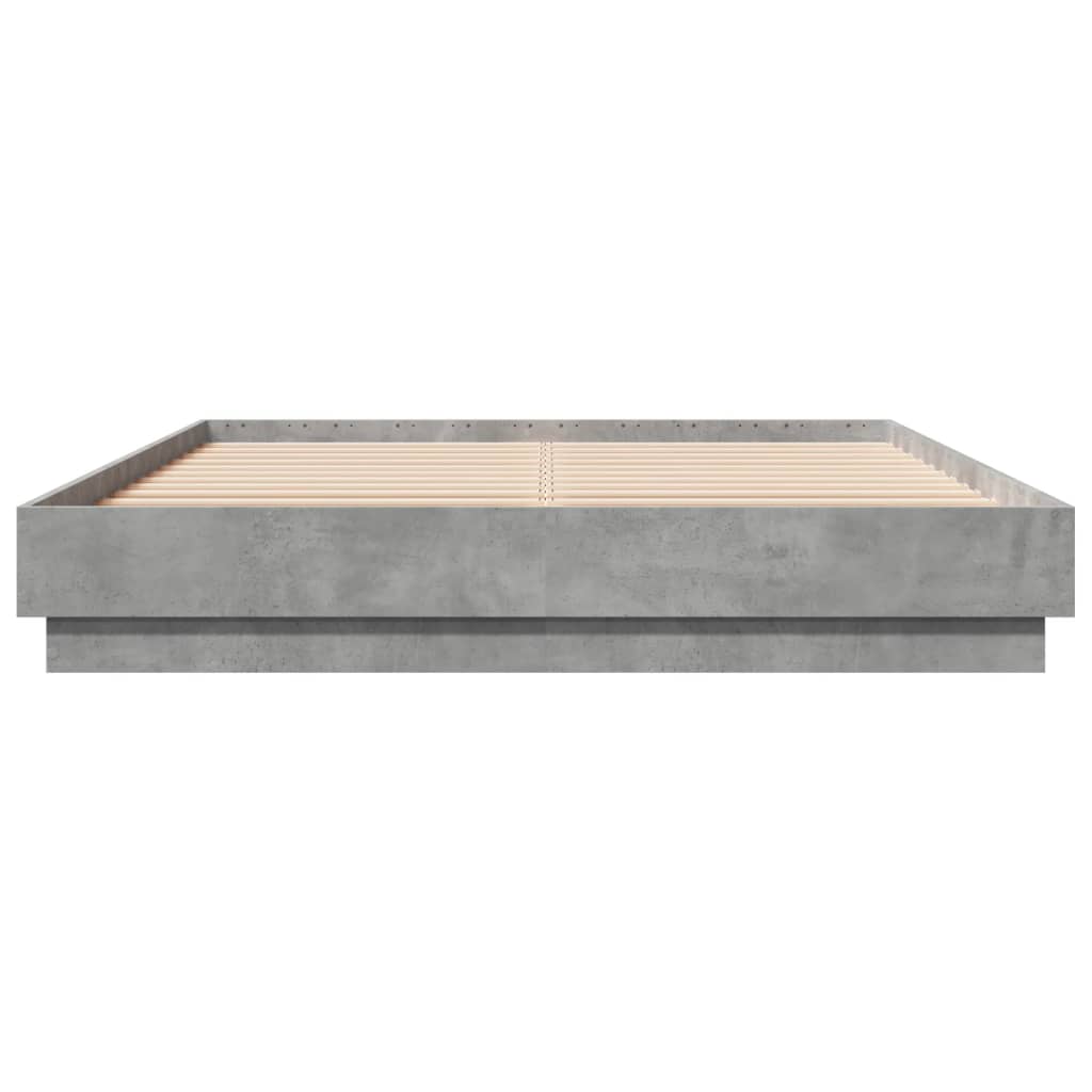 Bed Frame With Led Lights Concrete Grey 150X200 Cm King Size