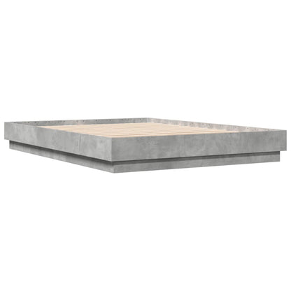 Bed Frame With Led Lights Concrete Grey 150X200 Cm King Size