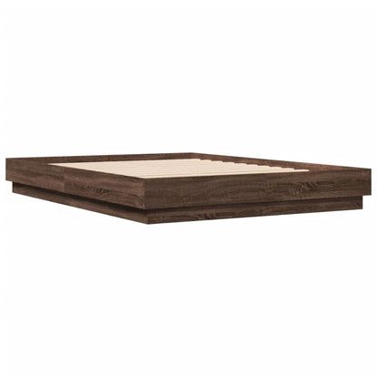 Bed Frame With Led Lights Brown Oak 150X200 Cm King Size