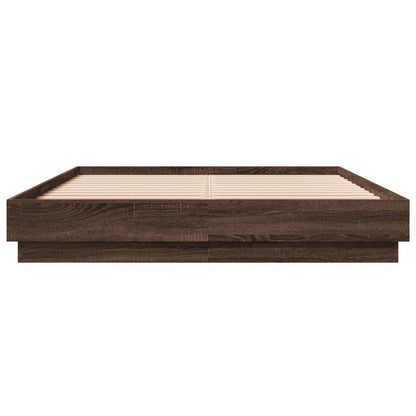 Bed Frame With Led Lights Brown Oak 150X200 Cm King Size