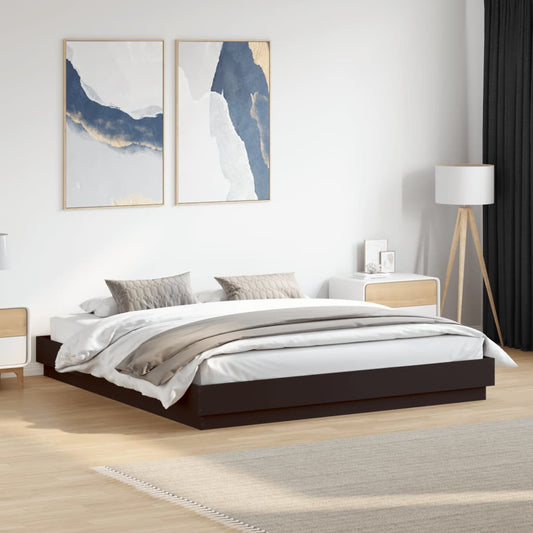 Bed Frame Black 200X200 Cm Engineered Wood