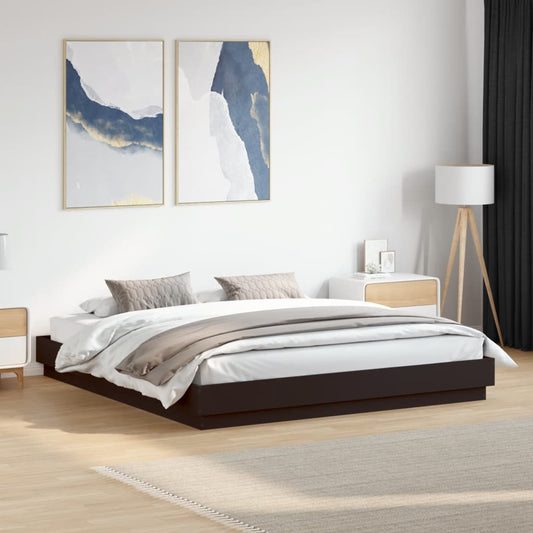 Bed Frame Black 180X200 Cm Super King Engineered Wood