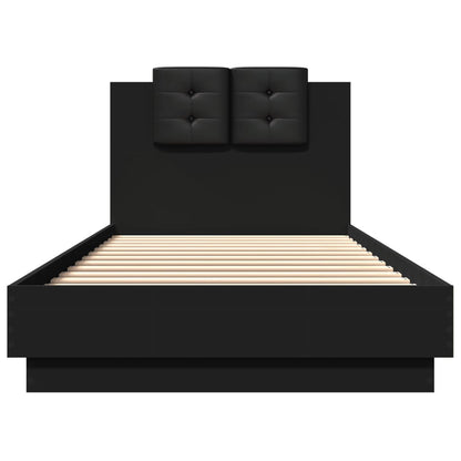 Bed Frame With Headboard Black 100X200 Cm Engineered Wood