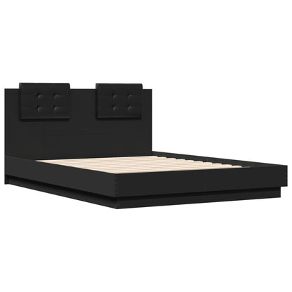 Bed Frame With Headboard Black 120X190 Cm Small Double Engineered Wood