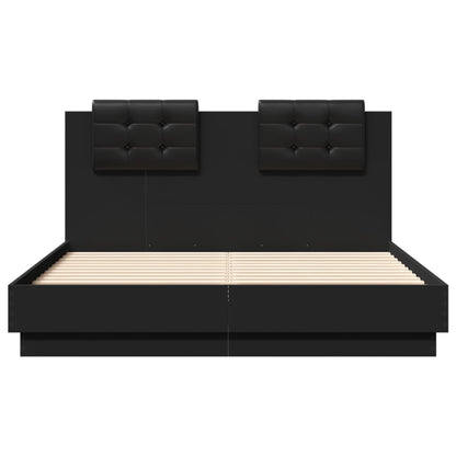 Bed Frame With Headboard Black 120X190 Cm Small Double Engineered Wood