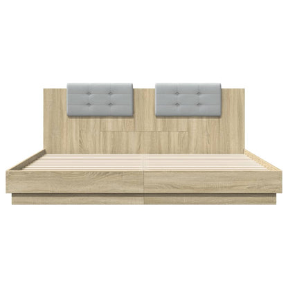 Bed Frame With Headboard And Led Lights Sonoma Oak 180X200 Cm Super King