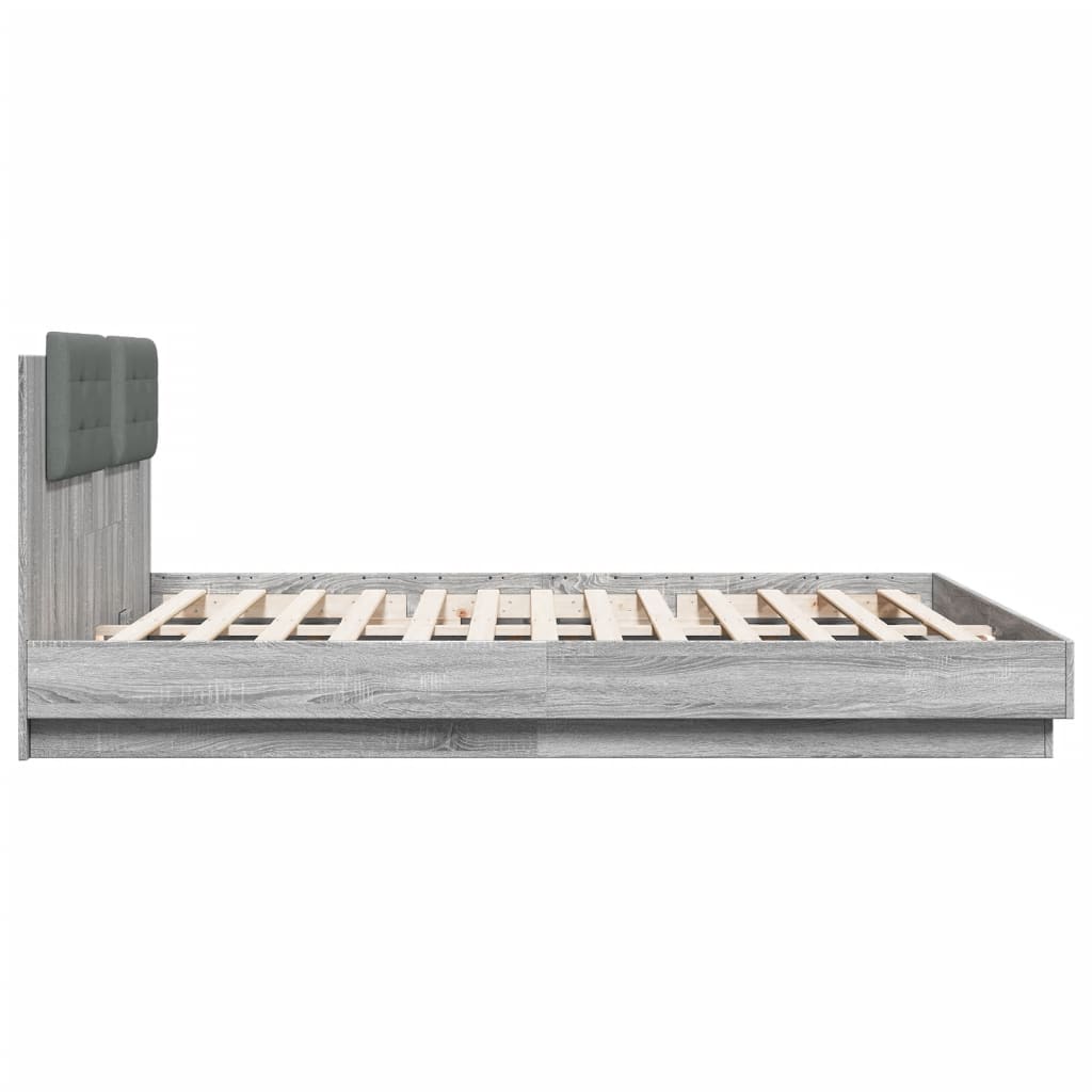 Bed Frame With Headboard And Led Lights Grey Sonoma 180X200 Cm Super King