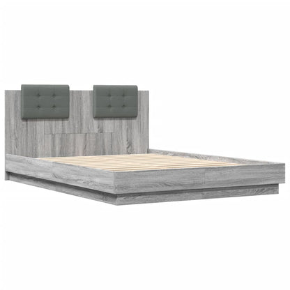 Bed Frame With Headboard And Led Lights Grey Sonoma 150X200 Cm King Size