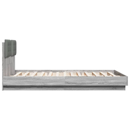 Bed Frame With Headboard And Led Lights Grey Sonoma 150X200 Cm King Size