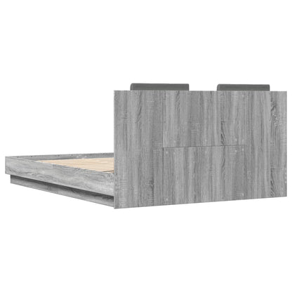 Bed Frame With Headboard And Led Lights Grey Sonoma 150X200 Cm King Size