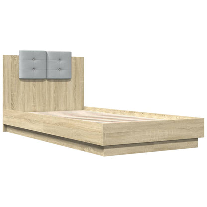 Bed Frame With Headboard And Led Lights Sonoma Oak 90X190 Cm Single