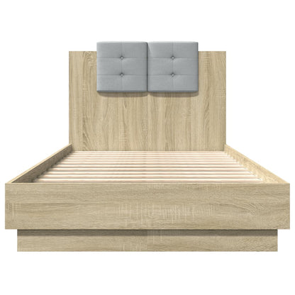 Bed Frame With Headboard And Led Lights Sonoma Oak 90X190 Cm Single