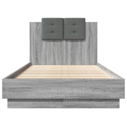 Bed Frame With Headboard And Led Lights Grey Sonoma 90X190 Cm Single