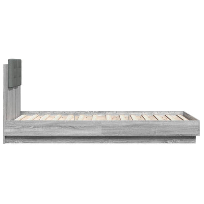 Bed Frame With Headboard And Led Lights Grey Sonoma 90X190 Cm Single