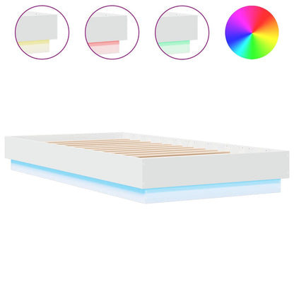 Bed Frame With Led Lights White 90X190 Cm Single