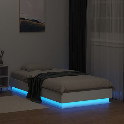 Bed Frame With Led Lights White 90X190 Cm Single