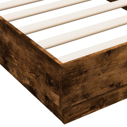 Bed Frame With Led Lights Smoked Oak 90X190 Cm Single