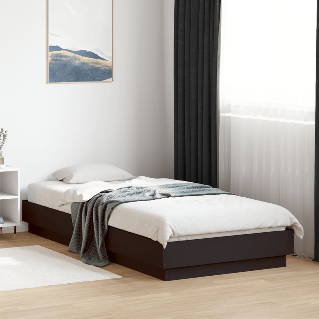 Bed Frame Without Mattress Black 100X200 Cm Engineered Wood