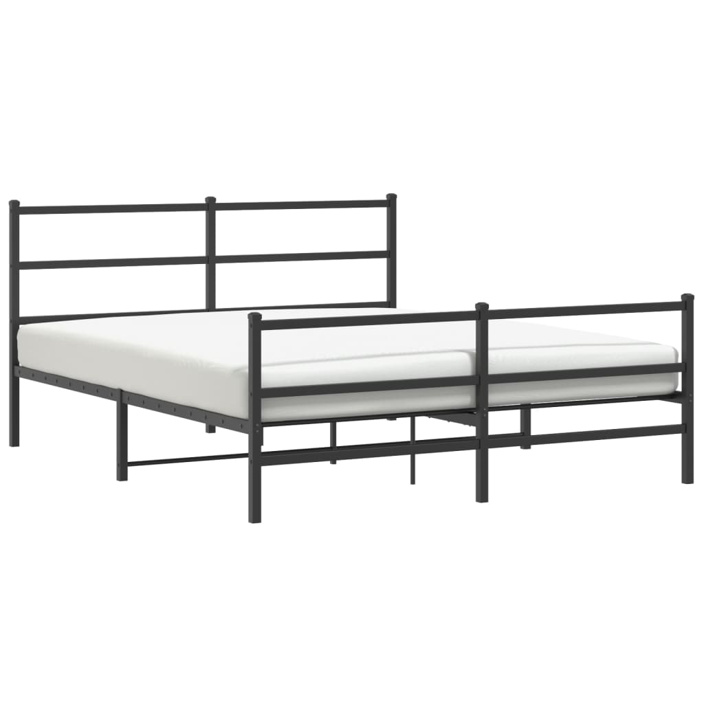 Metal Bed Frame With Headboard And Footboardâ Black 150X200 Cm King Size