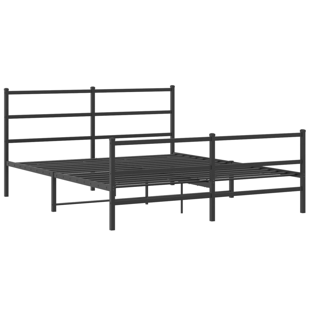 Metal Bed Frame With Headboard And Footboardâ Black 150X200 Cm King Size