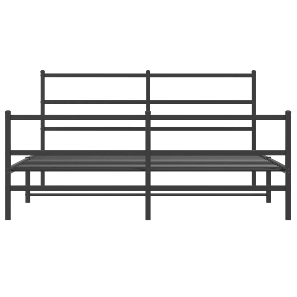 Metal Bed Frame With Headboard And Footboardâ Black 150X200 Cm King Size