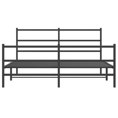 Metal Bed Frame With Headboard And Footboardâ Black 150X200 Cm King Size