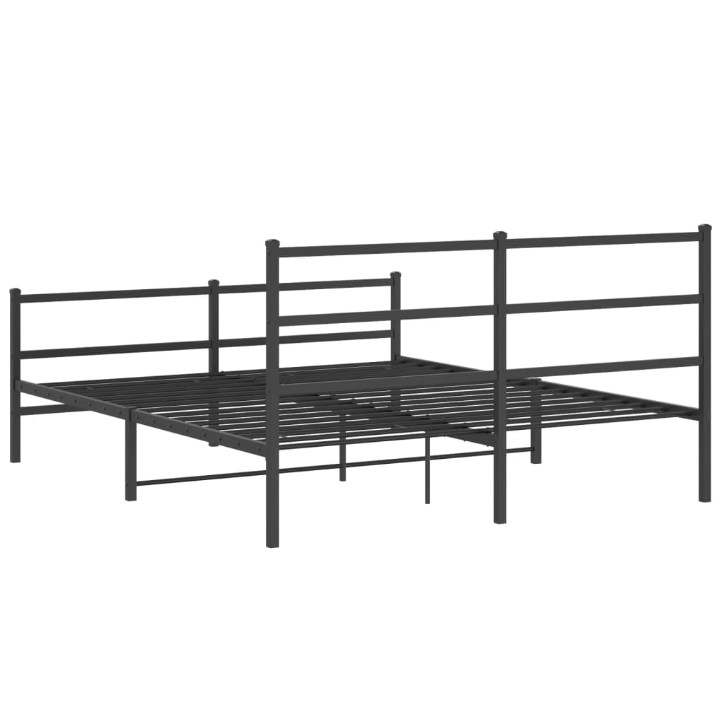 Metal Bed Frame With Headboard And Footboardâ Black 150X200 Cm King Size